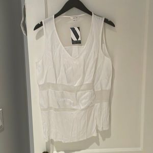 V neck sheer panel helmut land tank top small